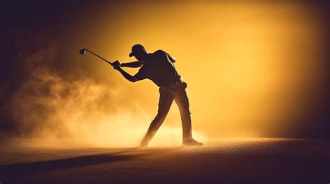 Premium Photo | Silhouette of a golfer on a golf course at ...