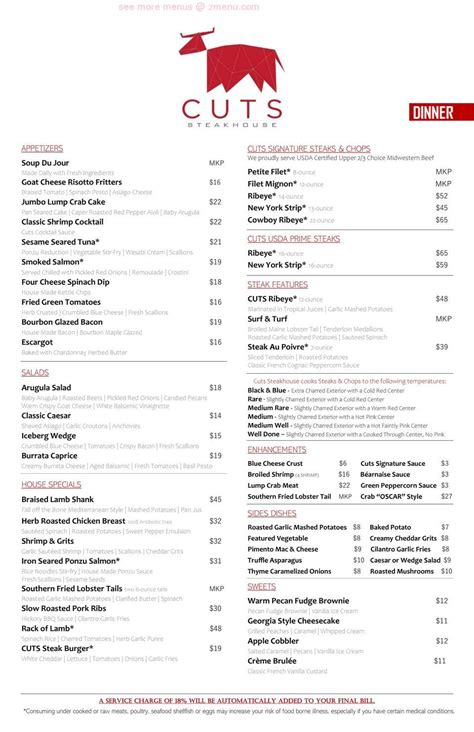 Online Menu of Cuts Steakhouse Restaurant, Atlanta, Georgia, 30303 - Zmenu