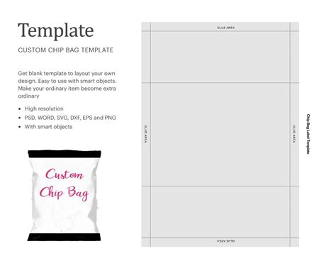 Custom Chip Bag Size 6.36 X 4.7 Blank Template, Party Favor, Custom Snack Bags Cricut Silhouette ...