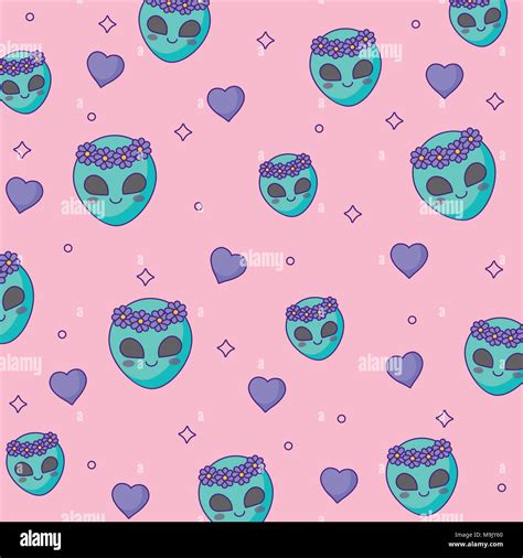 cute aliens face background, colorful design. vector illustration Stock ...