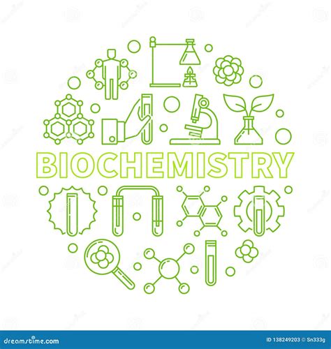 Biochemistry Vector Concept Outline Green Round Illustration Stock Vector - Illustration of ...