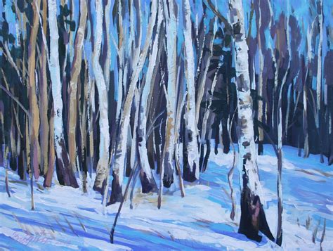 "Birch trees in winter" - Original acrylic painting on canvas, 60x80cm. By Brigita Ektermane ...