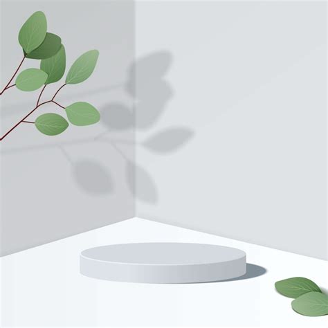 Abstract minimal scene with geometric forms. cylinder white podium in white background with ...