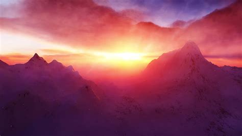 Snowy Mountain Sunrise Live Wallpaper - MoeWalls