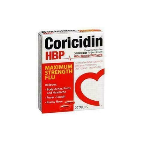 Coricidin HBP Maximum Strength Flu Tablets - 20 Count for sale online ...