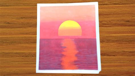 Oil Pastel Sunset Drawing for Beginners Step by Step - How to Draw Easy Scenery of Sunset | Oil ...