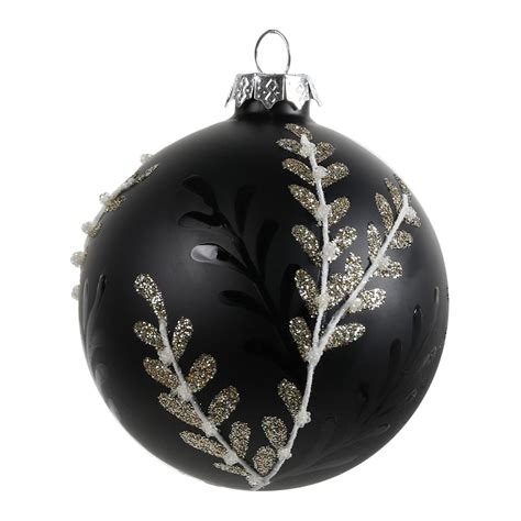 Black Bauble With Gold Glitter Design