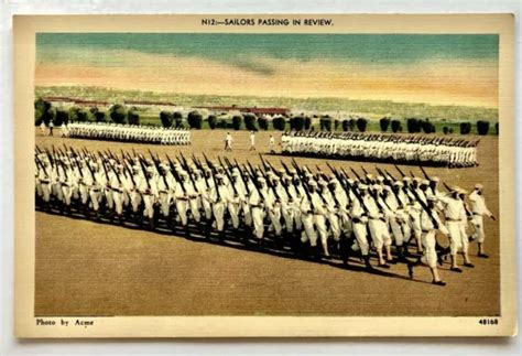 1940S US NAVAL Navy Soldiers Passing in Review Parade Marching Postcard Vintage $8.50 - PicClick