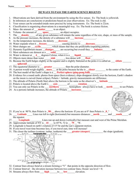 Earth Science Reference Table Worksheet Answer Key | Brokeasshome.com