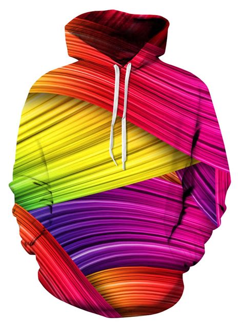 [62% OFF] Colorful Rainbow 3D Print Pullover Hoodie | Rosegal