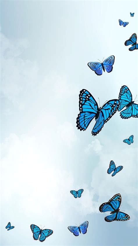 Download premium image of Blue sky phone wallpaper, butterfly ...