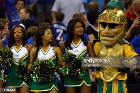 The mascot and cheerleaders for the Norfolk State Spartans look on... News Photo - Getty Images