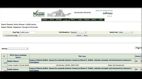 Basic Searching- George Mason University Libraries Catalog - YouTube