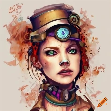 Cosplay of a steampunk woman cleaning her face on Craiyon