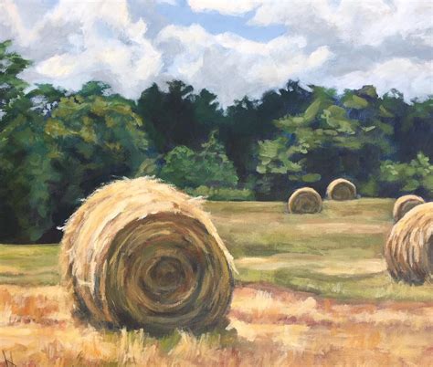 Hay Field Painting/Summer Hay Field/Original Hay Bales Art/Original ...