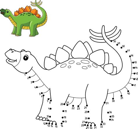 Dot to Dot Stegosaurus Dinosaur Coloring Isolated 7819130 Vector Art at ...