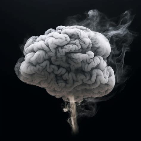 Premium AI Image | Gray smoke in the form of a human brain on a dark ...