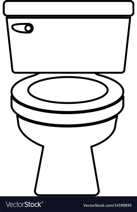 Monochrome contour of toilet front view Royalty Free Vector