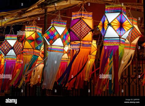 Colorful traditional Lanterns in Various Shapes Akash kandil (Diwali ...