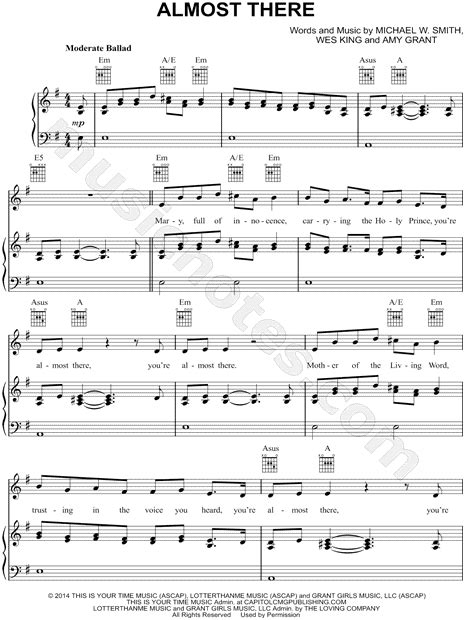 Michael W. Smith "Almost There" Sheet Music in E Minor (transposable) - Download & Print - SKU ...