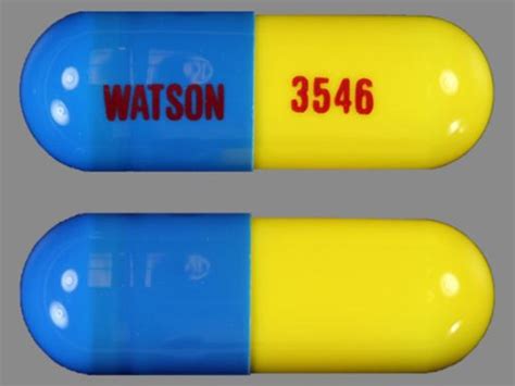 WATSON 3546 Pill Blue & Yellow Capsule/Oblong - Pill Identifier