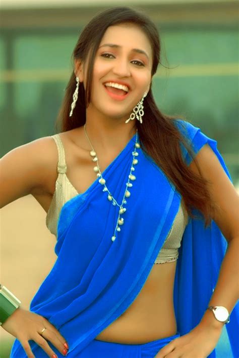 Sarayu Hot Navel Stills Photos in Blue Saree