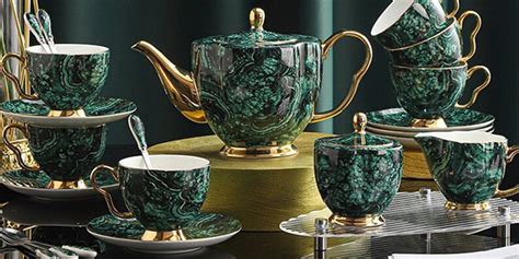 Luxury English Tea Set Porcelain Teapot Set Green - Teasetbox.com