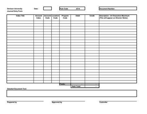 General Journal Entry Template