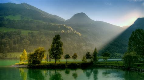 nature, Landscape, Lake, Sunlight, Hill, Switzerland Wallpapers HD ...