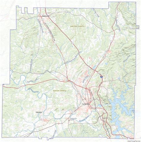 Topographic map of Bartow County, Georgia | Georgia