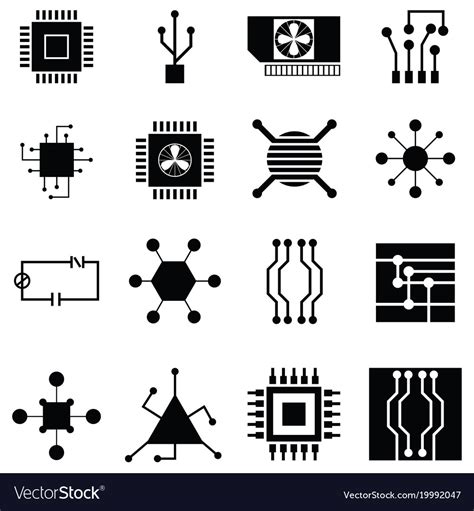 Circuit board icon set Royalty Free Vector Image