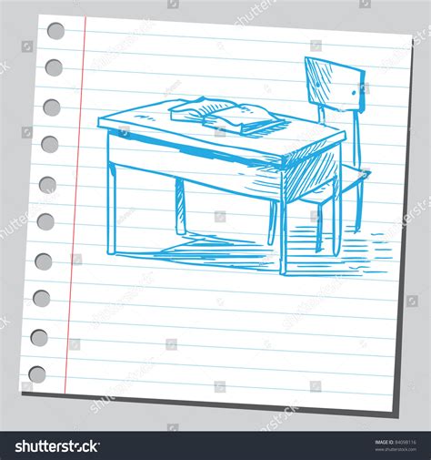 Sketchy Illustration School Desk Stock Vector (Royalty Free) 84098116 | Shutterstock