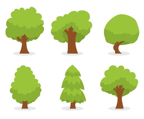 Green Cartoon Tree Vector Set Vector Art & Graphics | freevector.com