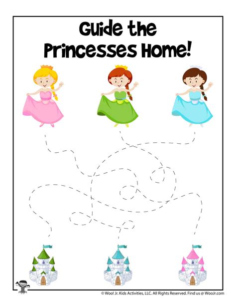 Princess Line Tracing Guide Worksheet | Woo! Jr. Kids Activities ...