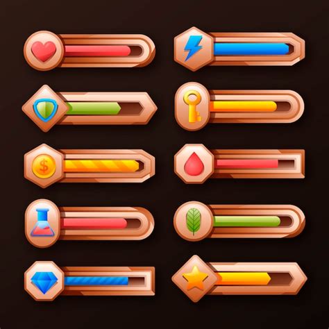 Free Vector | Video game health bar element collection