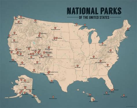 US National Parks Map 11x14 Print | Us national parks map, National parks map, Us national parks