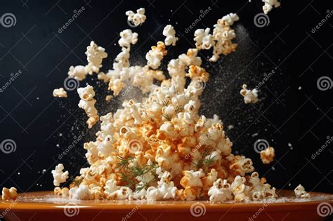 Popcorn Popping in Slow Motion, Mid-air Stock Illustration - Illustration of generated, snack ...