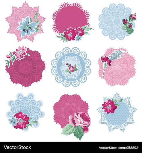 Scrapbook design elements - tags with flowers Vector Image