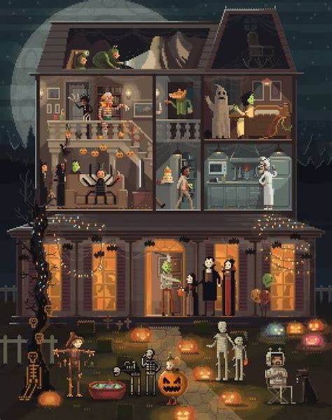 Haunted House Pixel | Halloween art, Pixel art, Illustration art