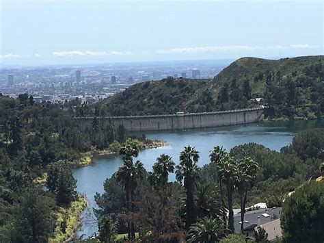 The Hollywood Reservoir and Mulholland Dam - the Dam was built in 1924 ...