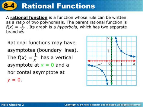 PPT - Rational functions may have asymptotes (boundary lines). The f( x ) = has a vertical ...