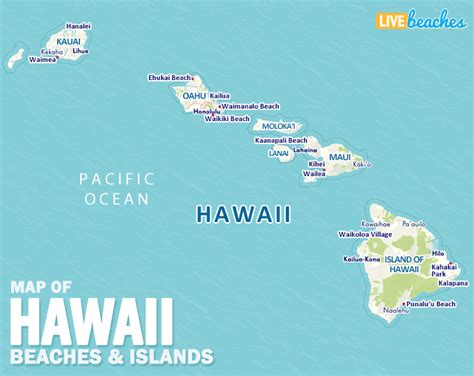 Map of Hawaiian Islands - Live Beaches