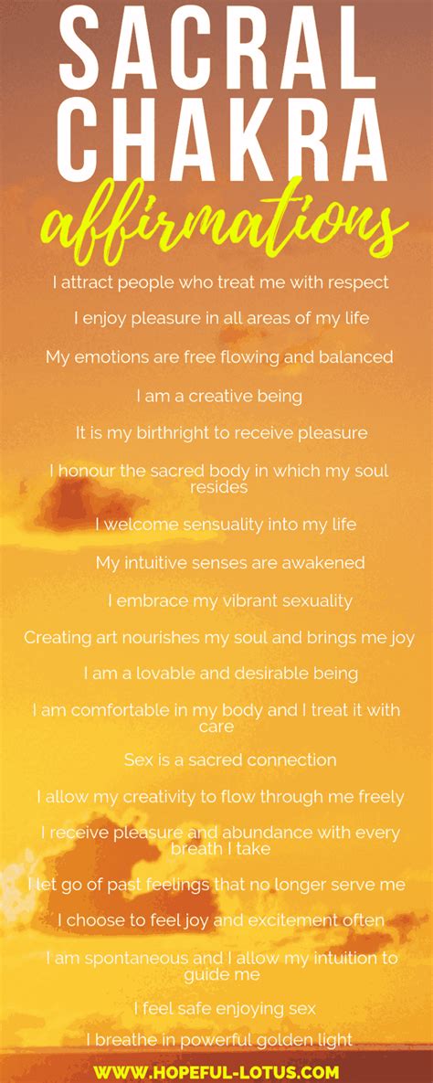 20 Powerful Sacral Chakra Affirmations for Healing | Sacral chakra affirmation, Chakra ...