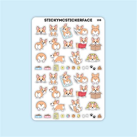 Corgi Stickers Dog Stickers Cute Corgi Kawaii Dogs Pet - Etsy