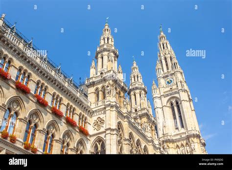 Tall gothic building of Vienna city hall Stock Photo - Alamy