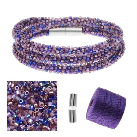 Refill - Beaded Kumihimo Wrap Bracelet Kit-Purple - Exclusive Beadaholique Jewelry Kit - Walmart ...