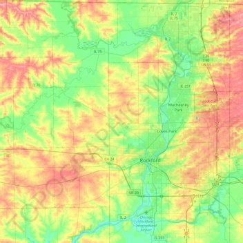 Winnebago County topographic map, elevation, relief