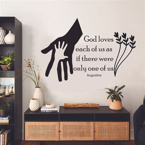 God Loves Each Of Us - Augustine Religious Religion Quotes Saying Inspirational Wall Decal Wall ...