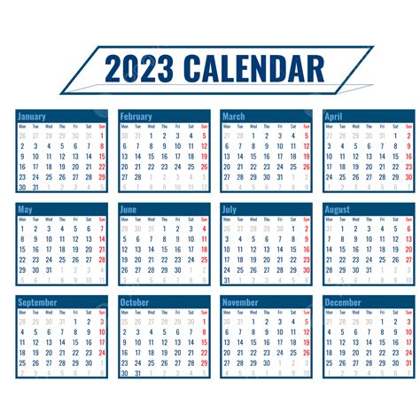 Calendar 2023 Regal Blue With Simple Table Kalender, Calendar 2023, Calendar 2023 Hd ...