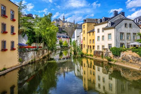 Luxembourg City, Grund Quarter and the Old Town Stock Image - Image of famous, reflections ...